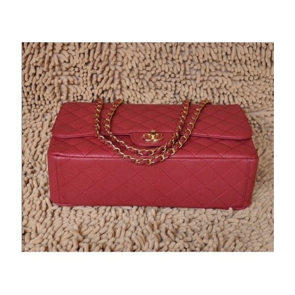 Chanel A47600 Flap Borse In Pelle Di Vacchetta Rossa Con Oro Hw