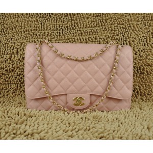 Chanel A47600 Flap Maxi Borse In Pelle Caviale Con Oro Hw Rose