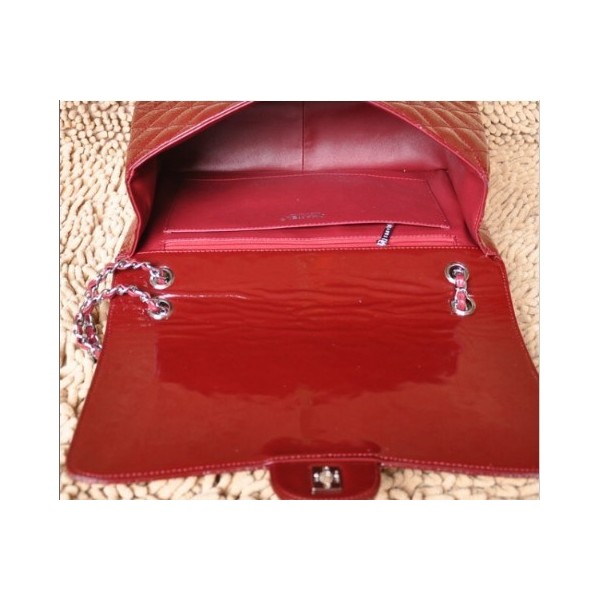 Chanel A47600 Red Patent Leather Borse Maxi Falda Scuro Con Ecs