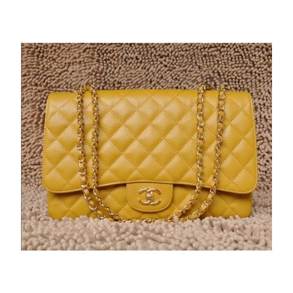 Chanel A47600 Borse In Pelle Di Vacchetta Giallo Grano Con Ghw