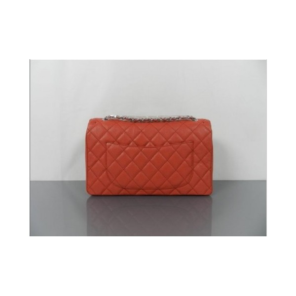 Chanel A48867 Red Grain Flap Borse In Pelle Con Silver Hw Classi