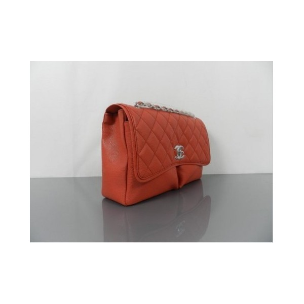 Chanel A48867 Red Grain Flap Borse In Pelle Con Silver Hw Classi