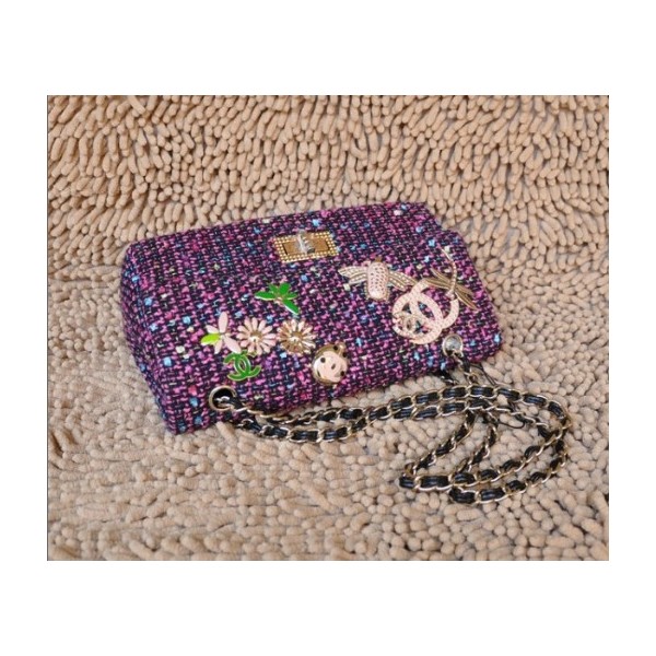 Chanel A49464 Viola Tweed Borse Flap Classic Con Fantasy Gioiel