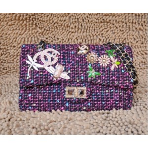 Chanel A49464 Viola Tweed Borse Flap Classic Con Fantasy Gioiel