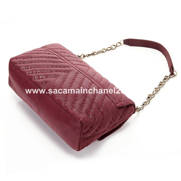 Chanel A50676 Borse Iridescente Lembo Scuro Pelle Rossa Con Ghw