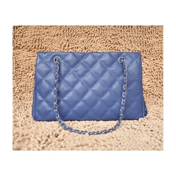 Chanel A50755 In Pelle Fiore Blu Pieno Tote Con Logo Cc