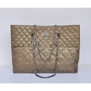 Chanel A50979 Vitello Bronzo Tote Grande Con Silver Hw Retro