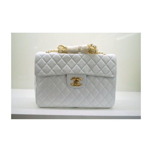 Chanel Borse Maxi Flap Agnello Bianco 2011 Gold Hw