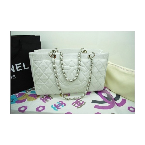 Chanel Classic White Caviar Cc Di Cristallo Senza Tempo Tote