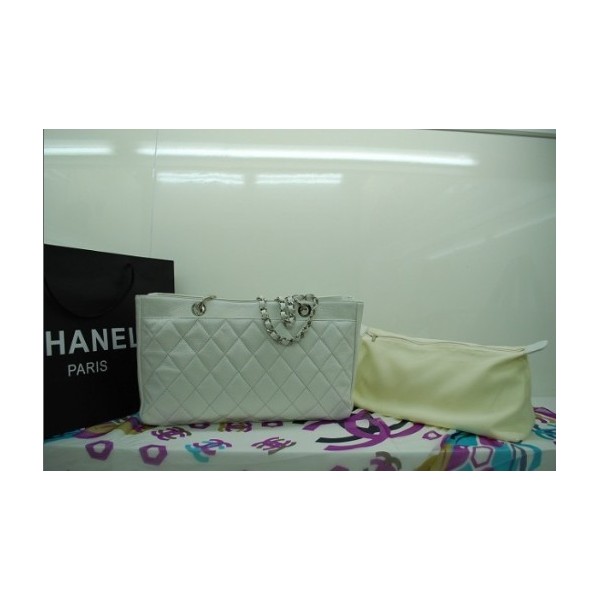 Chanel Classic White Caviar Cc Di Cristallo Senza Tempo Tote