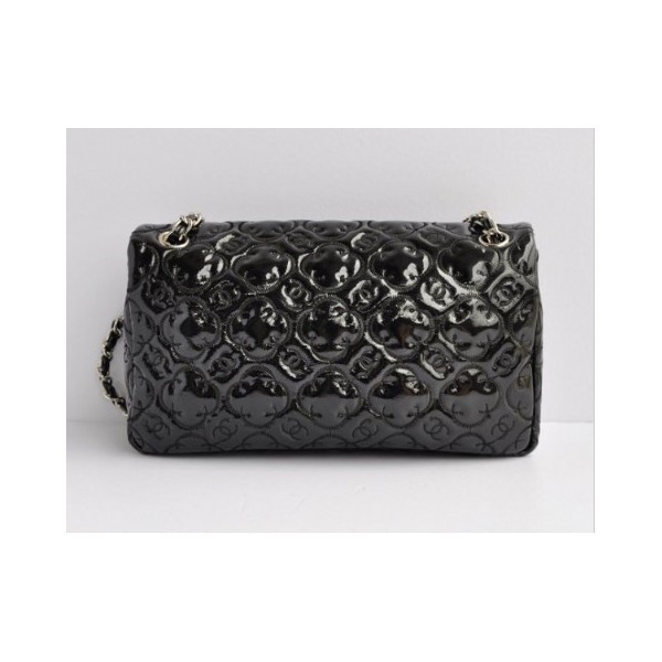 Chanel Quilted 36011 Camellia E Cc Logo Flap Borse In Vernice Ne