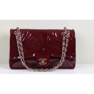 Chanel Tweed Rasata Camelie Borsa Ricamata Brevetto Borgogna