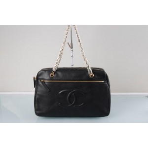 Chanel Borse 49002 In Pelle Caviale Nero Con Logo Grande Cc