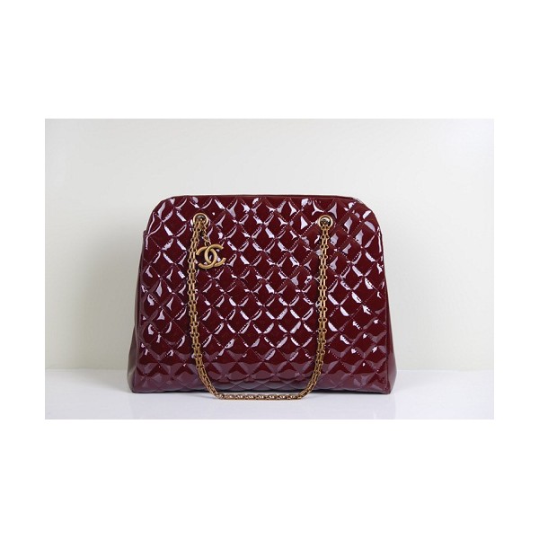 Maroon Patent Leather Bag Chanel A49855 Grande