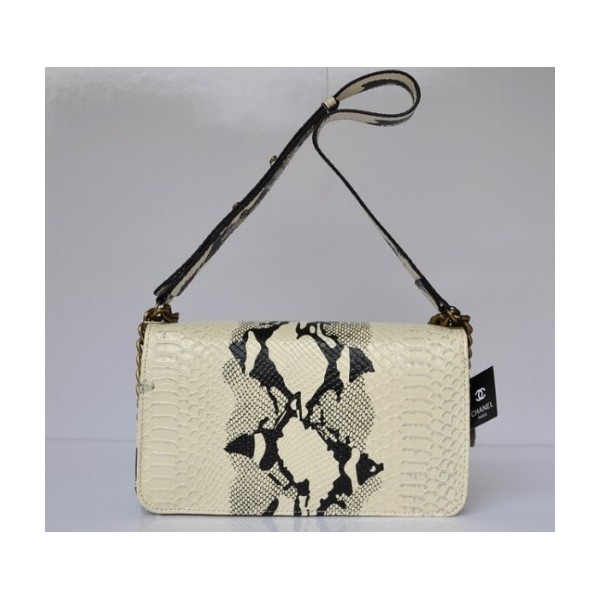 Nuovi Chanel 2011 Bianco & Nero Vene Snake Pelle Flap Borse