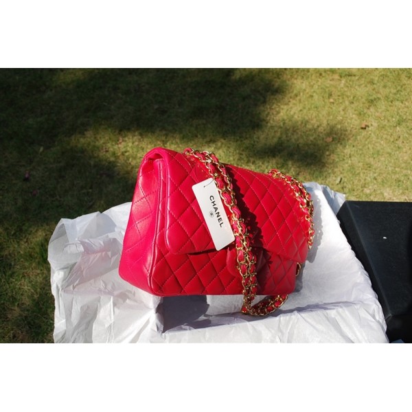 Trapuntato Chanel 2011 Rose Red Borse Flap Pelle Di Agnello Con