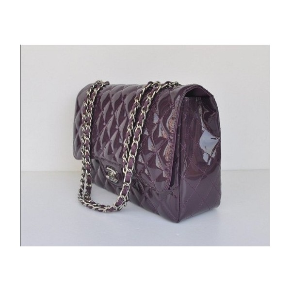 Viola Borse Chanel A28600 Flap In Pelle Patent Con Silver Hw