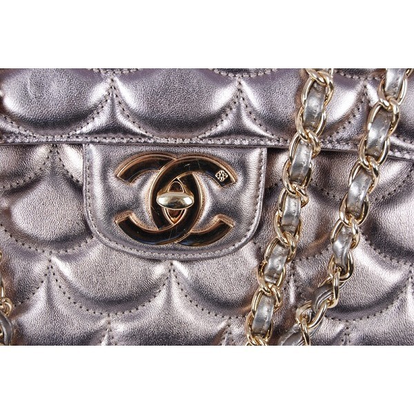 2012 Chanel Vintage Argento Pesce Scala Borse Agnello Vene Con G