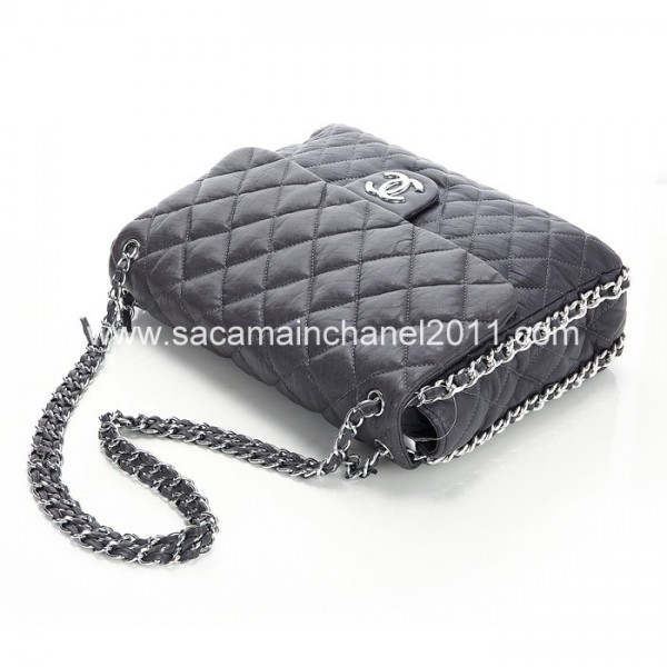 2012 Nuove Borse Chanel Flap In Pelle Di Vitello Grigio Con Cate