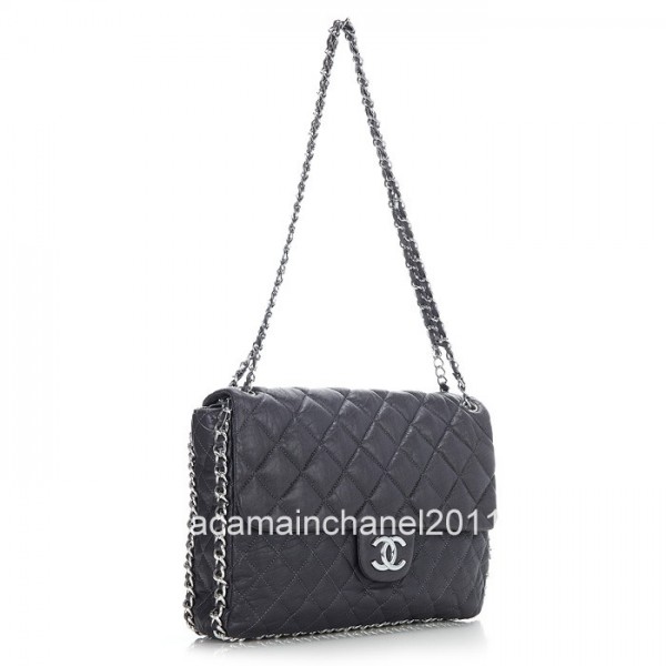 2012 Nuove Borse Chanel Flap In Pelle Di Vitello Grigio Con Cate