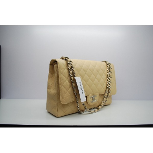 Beige Chanel 2012 Flap Caviar Maxi Borse In Pelle Con Shw