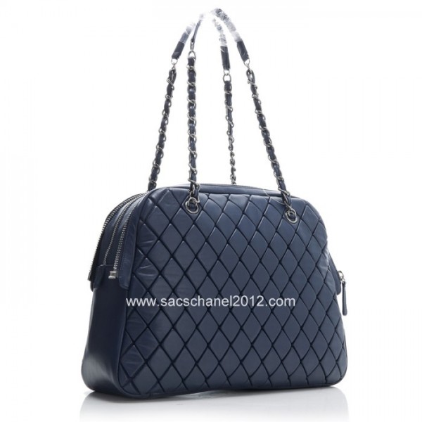 Borse Chanel 2012 Bowling In Pelle Di Vitello Blu Navy Con Shw R