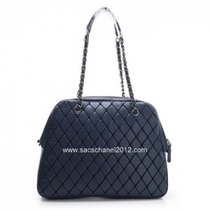 Borse Chanel 2012 Bowling In Pelle Di Vitello Blu Navy Con Shw R