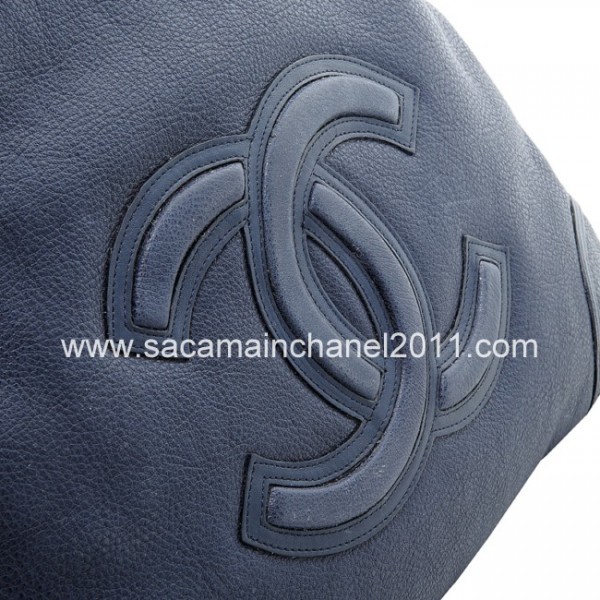 Borse Chanel 2012 Grand Pelle Di Vitello Blu Con Argento Hw Vecc