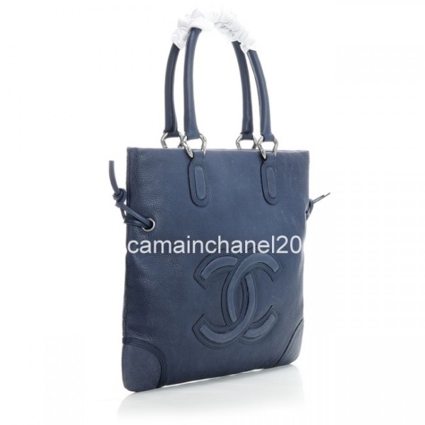 Borse Chanel 2012 Grand Pelle Di Vitello Blu Con Argento Hw Vecc