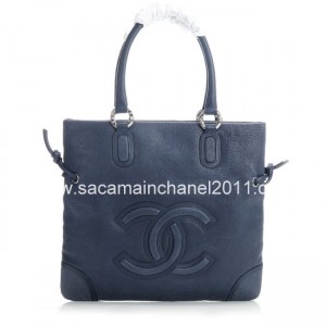 Borse Chanel 2012 Grand Pelle Di Vitello Blu Con Argento Hw Vecc