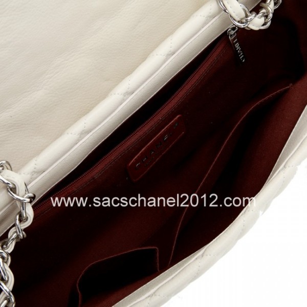 Borse Chanel 2012 Off White Flap In Pelle Lavorato Con Catena Ra