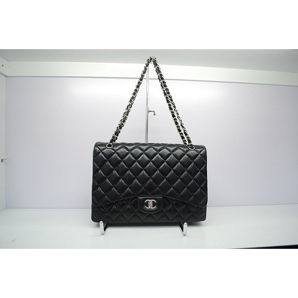 Borse Chanel 58601 Agnello Lembo Nero Maxi Con Shw