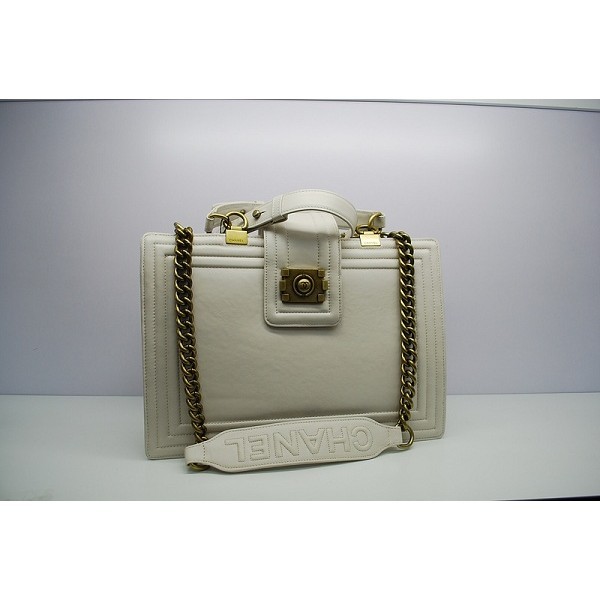 Borse Chanel A66714 Boy Latte Mucca Bianca Con Lannata Ghw