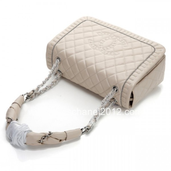 Borse Chanel Flap 2012 Albicocca Pelle Lavorato Con Catena Rasat