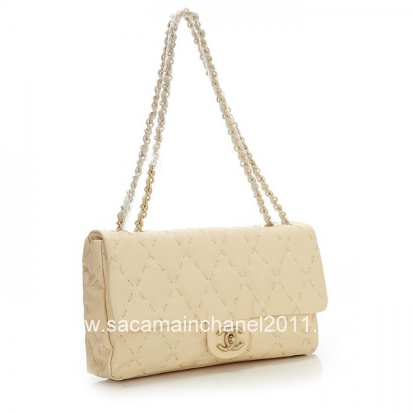 Borse Chanel Flap 2012 Quilted In Pelle Di Vitello Albicocca Con