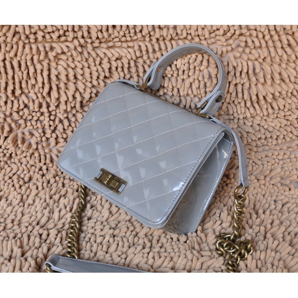 Borse Chanel Flap A66816 In Pelle Vernice Grigio