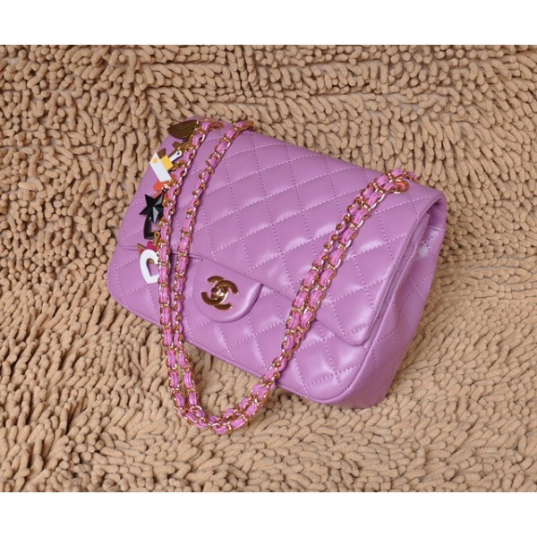 Borse Chanel Flap San Valentino Serie Rosa Agnello Con Ghw