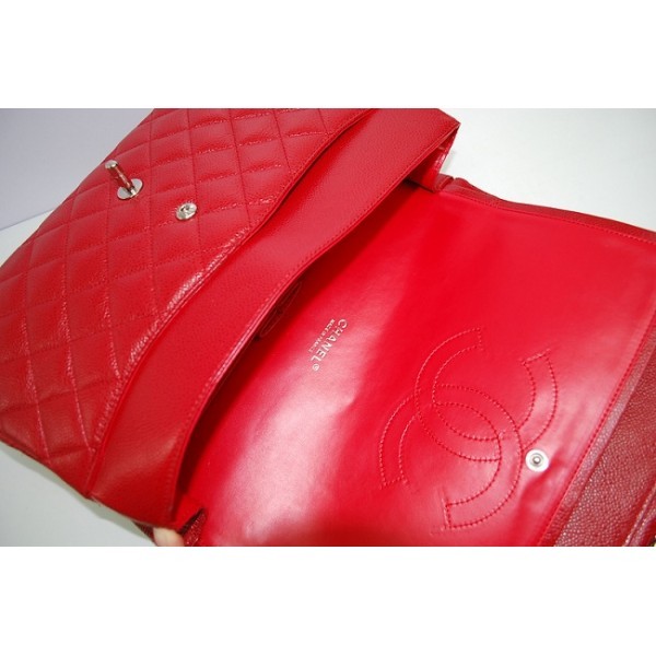 Chanel 2012 Borse Flap In Pelle Caviar Maxi Red Con Shw