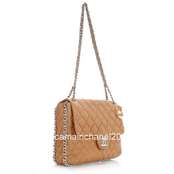 Chanel 2012 Borse Flap In Pelle Di Vitello Albicocca Con Catena