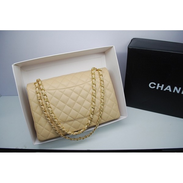 Chanel 2012 Borse Maxi Flap In Pelle Beige Con Caviar Ghw