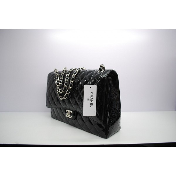 Chanel 2012 Borse Nero Maxi Lame Brevetti Con Shw