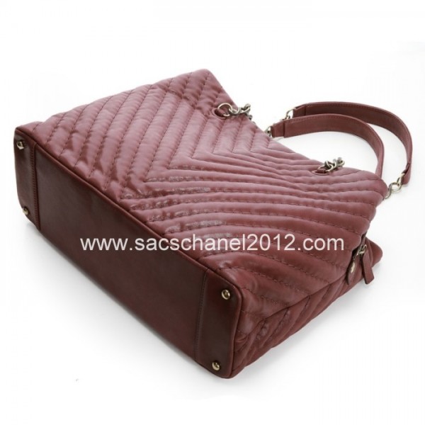 Chanel 2012 Borse In Pelle Maroon Iridescente Con Fascino Cc