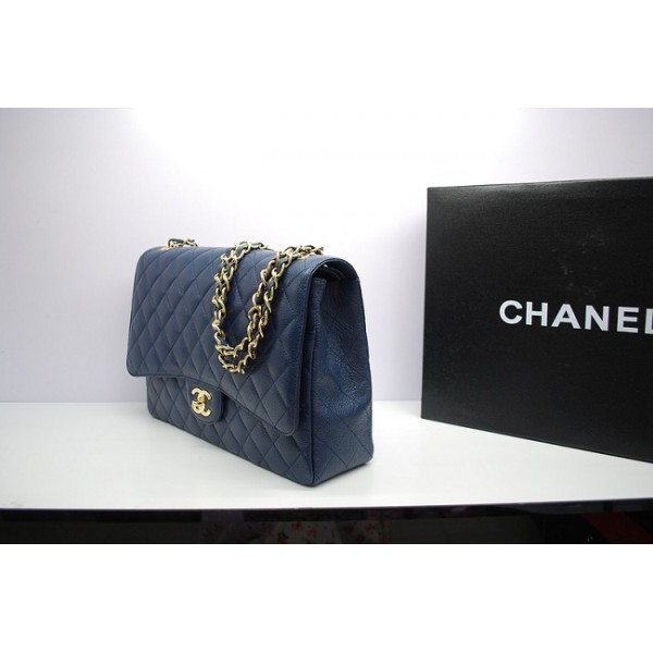 Chanel 2012 Borse In Pelle Blu Caviale Con Flap Maxi Ghw