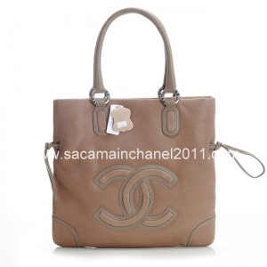 Chanel 2012 Borse In Pelle Di Vitello Beige Con Argento Hw Vecch