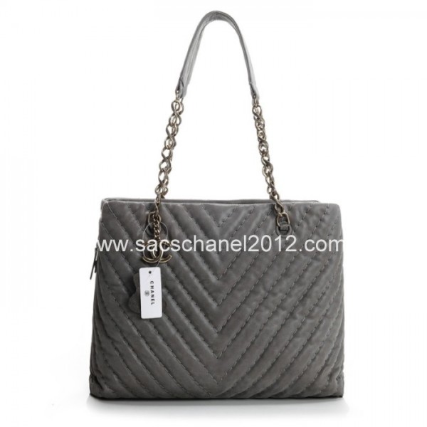 Chanel 2012 Borse In Pelle Grigio Iridescente Con Fascino Cc