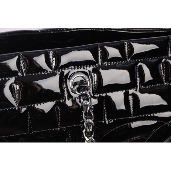 Chanel 2012 Borse In Pelle Verniciata Nera Con Firma Logo Cc