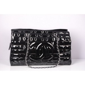 Chanel 2012 Borse In Pelle Verniciata Nera Con Firma Logo Cc