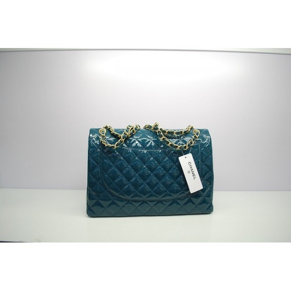 Chanel 2012 Dark Green Patent Flap Borse In Pelle Con Ghw Maxi