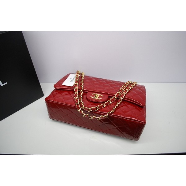 Chanel 2012 Flap Borse In Vernice Con Red Maxi Ghw