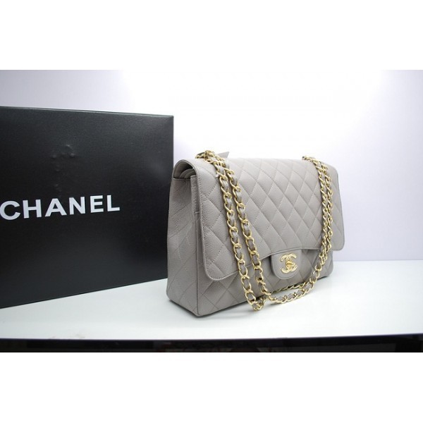 Chanel 2012 Grigio Caviar Flap Borse Maxi Con Ghw Pelle